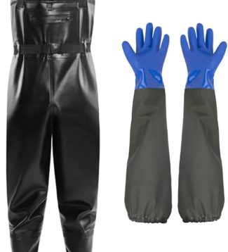 Chest Waders for Men Waterproof Fly Fishing Waders with Long Rubber Gloves, Insulated Duck Hunting Waders